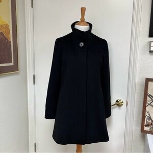 Elegant Black Trench Coat Fleurette 100% Loro Piana wool